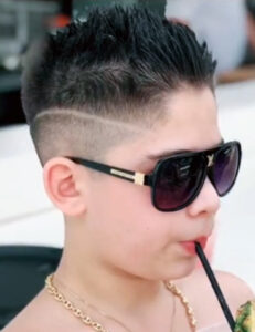 Boys haircut with a fade detail