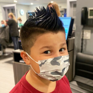 Boys haircut with Mohawk and detail