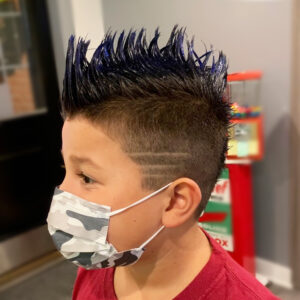 Boys haircut with mohawk and detail