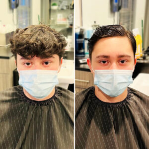 Boys before an after haircut