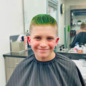 Boys haircut and temporary hair color